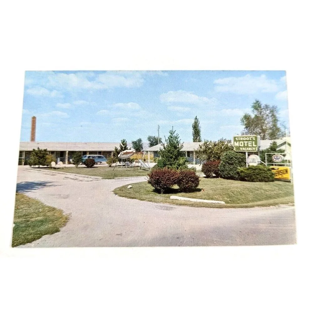Vintage Postcard Stroots Motel Restaurant Aniston Illinois‎ 1950s Travel USA